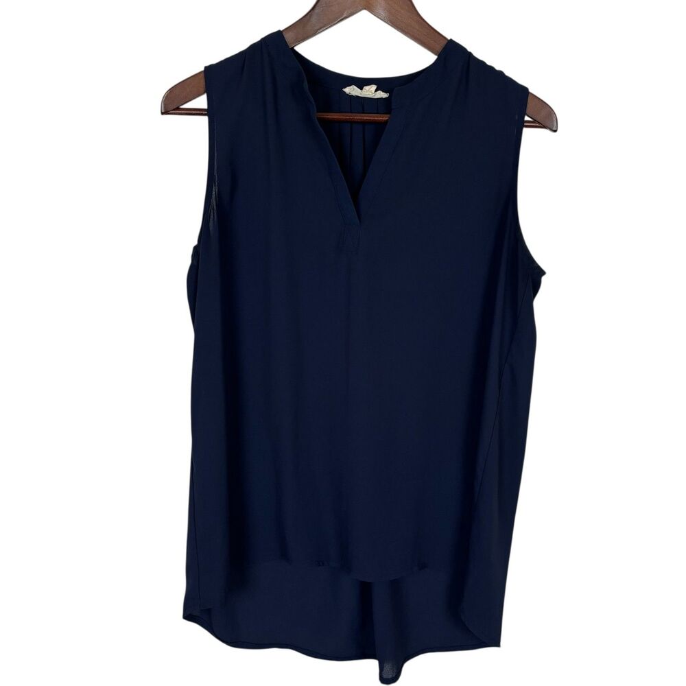 Pleione Navy Blue Semi-Sheer Career Tank Top Women's Small